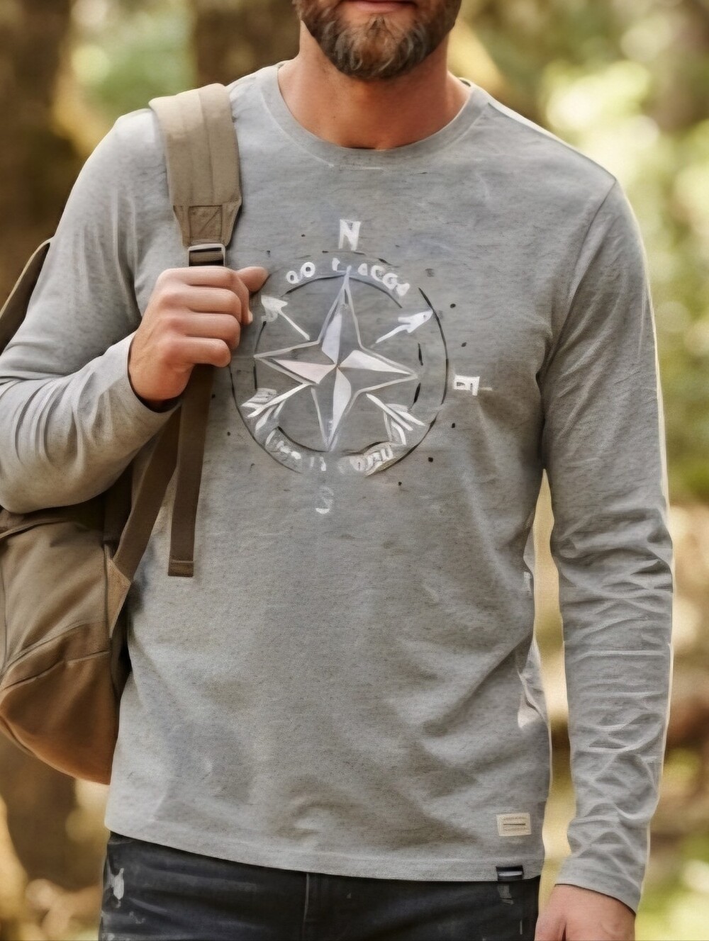 Life is Good Men's Crusher Tee Go Places Compass Long Sleeve Shirt Large Gray